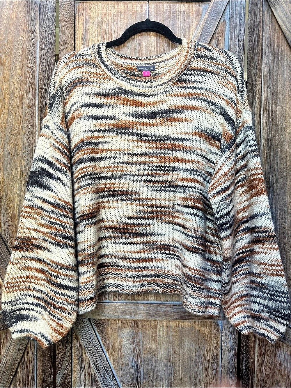 Vince Camuto Striped Knit Sweater in Brown & Cream Women’s Size Medium